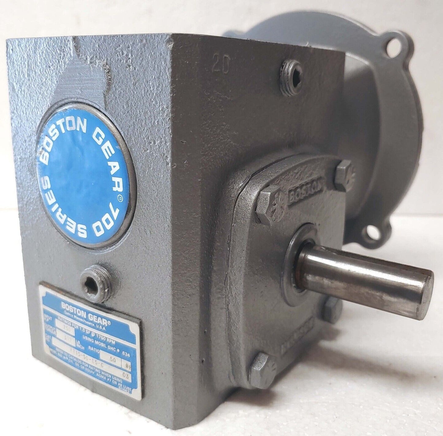 BOSTON Right Angle Gear Reducer 700 Series 50:1 Ratio 3/4" Shaft C-Face USA