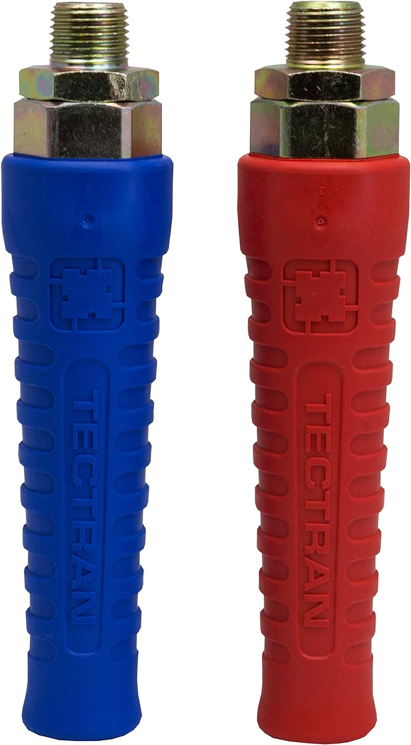 Tectran MAGNUMFLEX-HD™ Juego de bobinas de manguera de freno de aire de doble línea de 15 pies | Cable de tractor de 14 pulgadas | Cable de remolque de 14 pulgadas | Magnum unido | Puños flexibles | Revestimiento de armadura | Rojo y azul