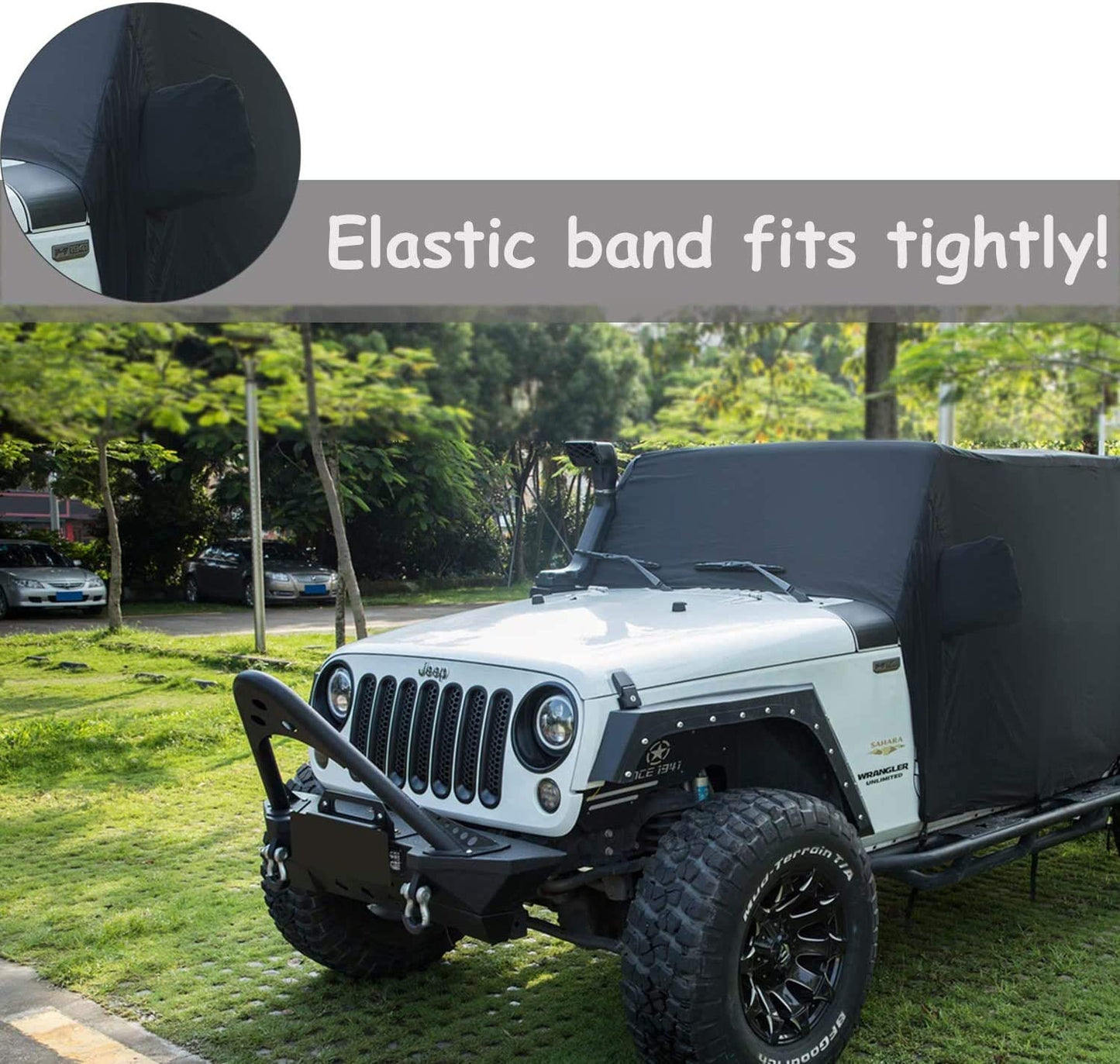 Cab Cover 8221537 Car Cover for Jeep Wrangler JK JKU JL JLU 2007-2020 4 Door - 300D Oxford Sun Shade Car Cover Door & Hard top Off