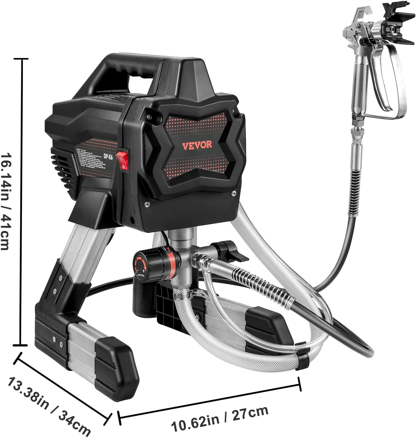 VEVOR - Pulverizador de pintura sin aire 7/8 HP de alta eficiencia, barra de extensión eléctrica para pintar y kit de limpieza para interiores, exteriores, muebles y vallas; 650 vatios, 2900 PSI