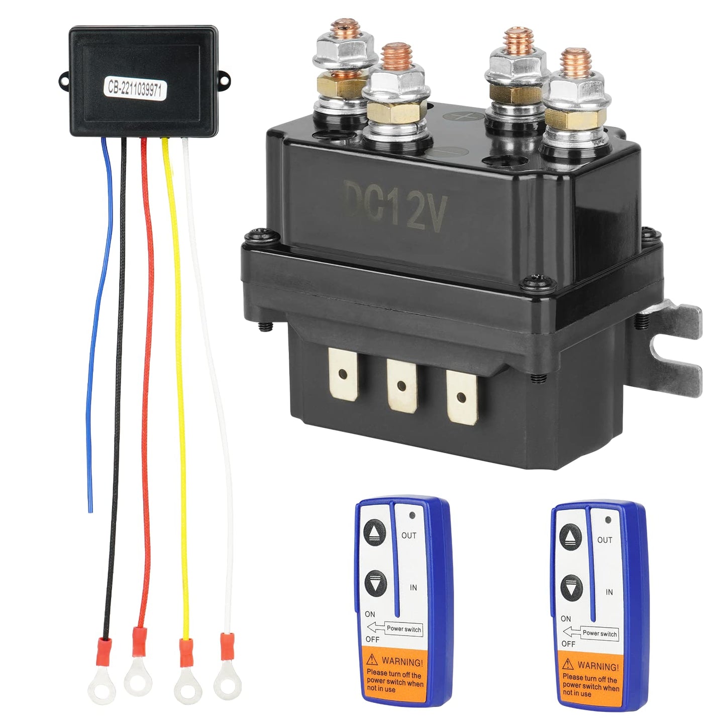 Contactor de relé solenoide de 12 V 250 A con kit de control remoto de cabrestante inalámbrico para ATV UTV 3070 a 500 libras Relpaces 63070 74900