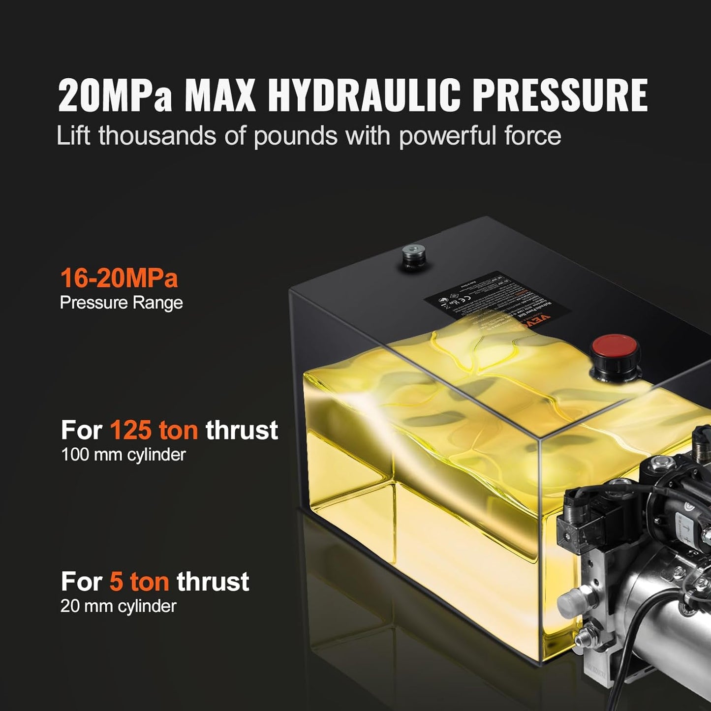 Mophorn 12V/DC Hydraulic Pump 15 Quart/ 3.9 Gallon Double Acting Metal Reservoir Hydraulic Pump Unit Remotely Controlled for Dump Trailer