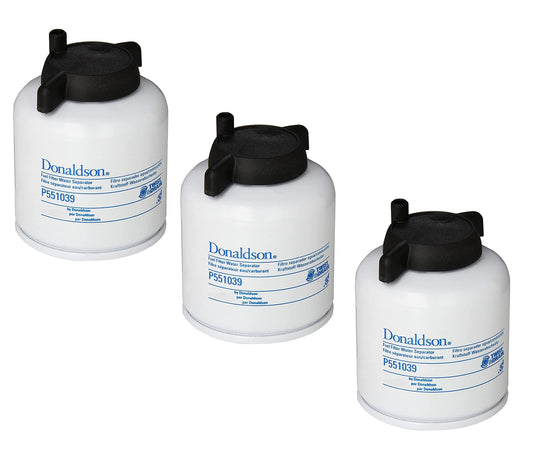 P551039 Donaldson Separador de agua de combustible (paquete de 3), sustituye a Baldwin BF1257, Bobcat 6667352, Fleetguard FS19581, New Holland 86504140