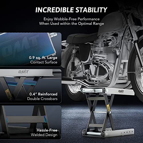 Orion Motor Tech Soporte Central de Gato de Tijera para Elevación de Motocicleta Rango Altura de 10-36 CM, Motocicletas de hasta 1/2 Ton Ser Aplicable (Gris)