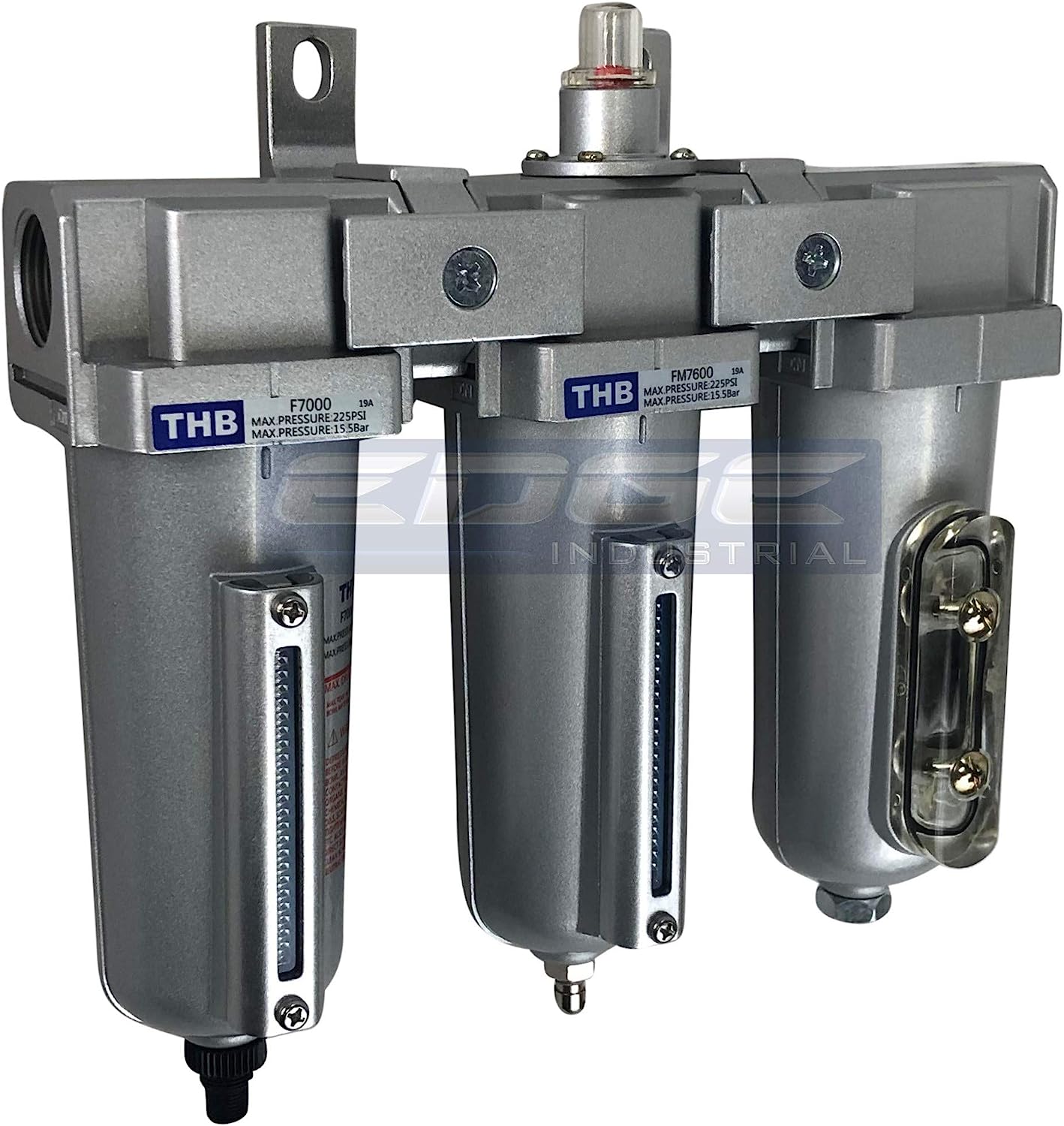 Filtro de carbón en línea de 3 etapas, grado industrial y secador de aire desecante combinado con cuencos de metal para pistola pulverizadora, compresor de pintura de cabina de pintura, cortador de plasma (1/2 pulgada de drenaje automático)