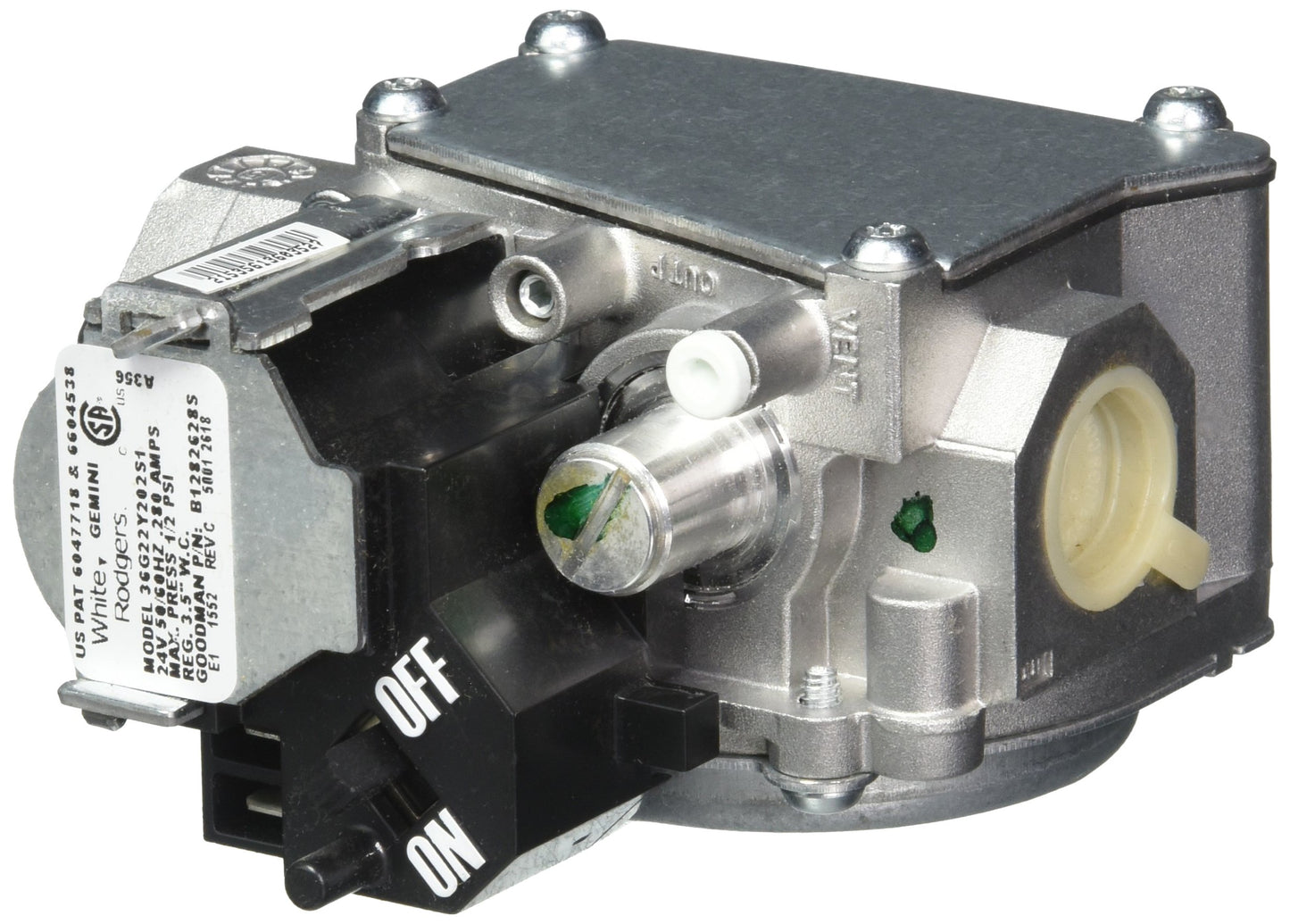 White-Rodgers 36G22-254 Series 36G Válvula de gas natural de una sola etapa de apertura rápida, tubo de 1/2 pulgadas x 1/2 pulgadas, rango de temperatura de -40 grados - 175 grados F, 24 V CA