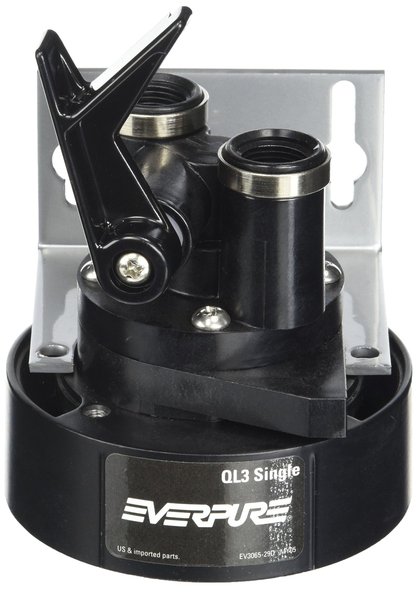 Everpure EV9259-14 QL3 - Cabezal de filtro individual con soporte, válvula de apagado y roscas NPT de 3/8 pulgadas