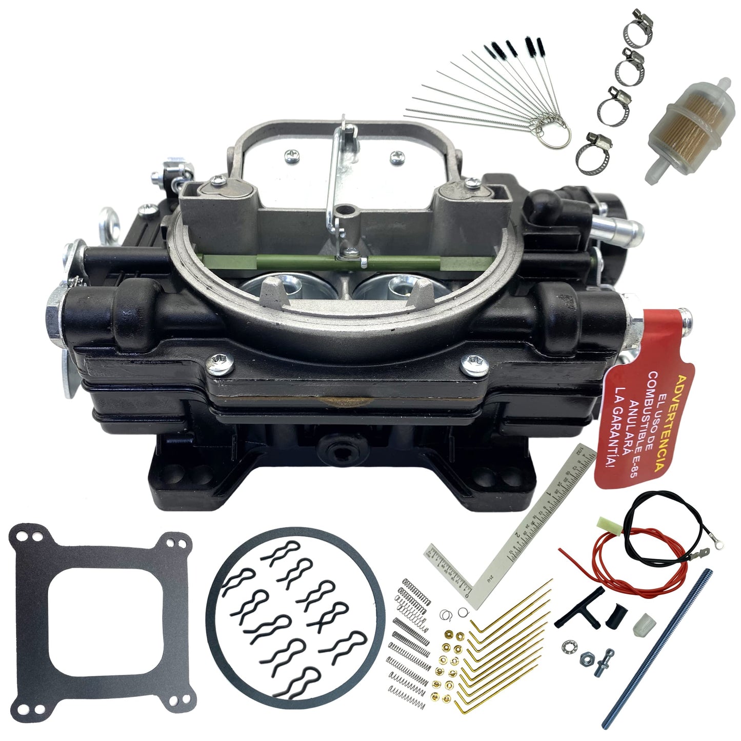 1400 Performer 600 CFM - Carburador eléctrico de 4 barriles de orificio cuadrado para reemplazar Edelbrock 1400 performer 600 CFM (negro)