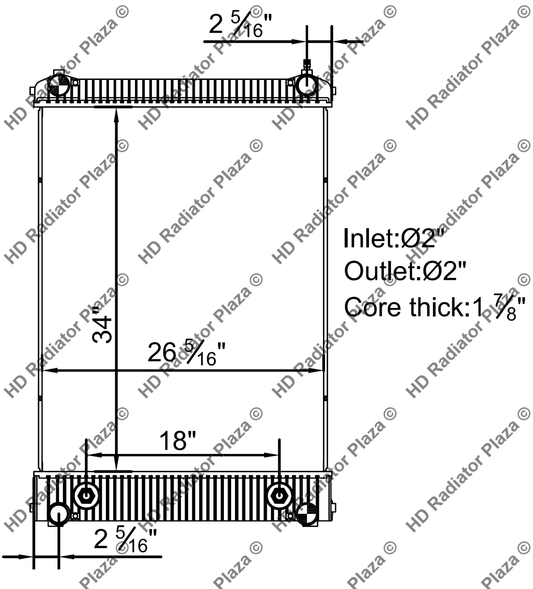 Radiator For 02-07 M2 04-07 Acterra w/Mercedes OM906 Engine 34" x 26 5/16"
