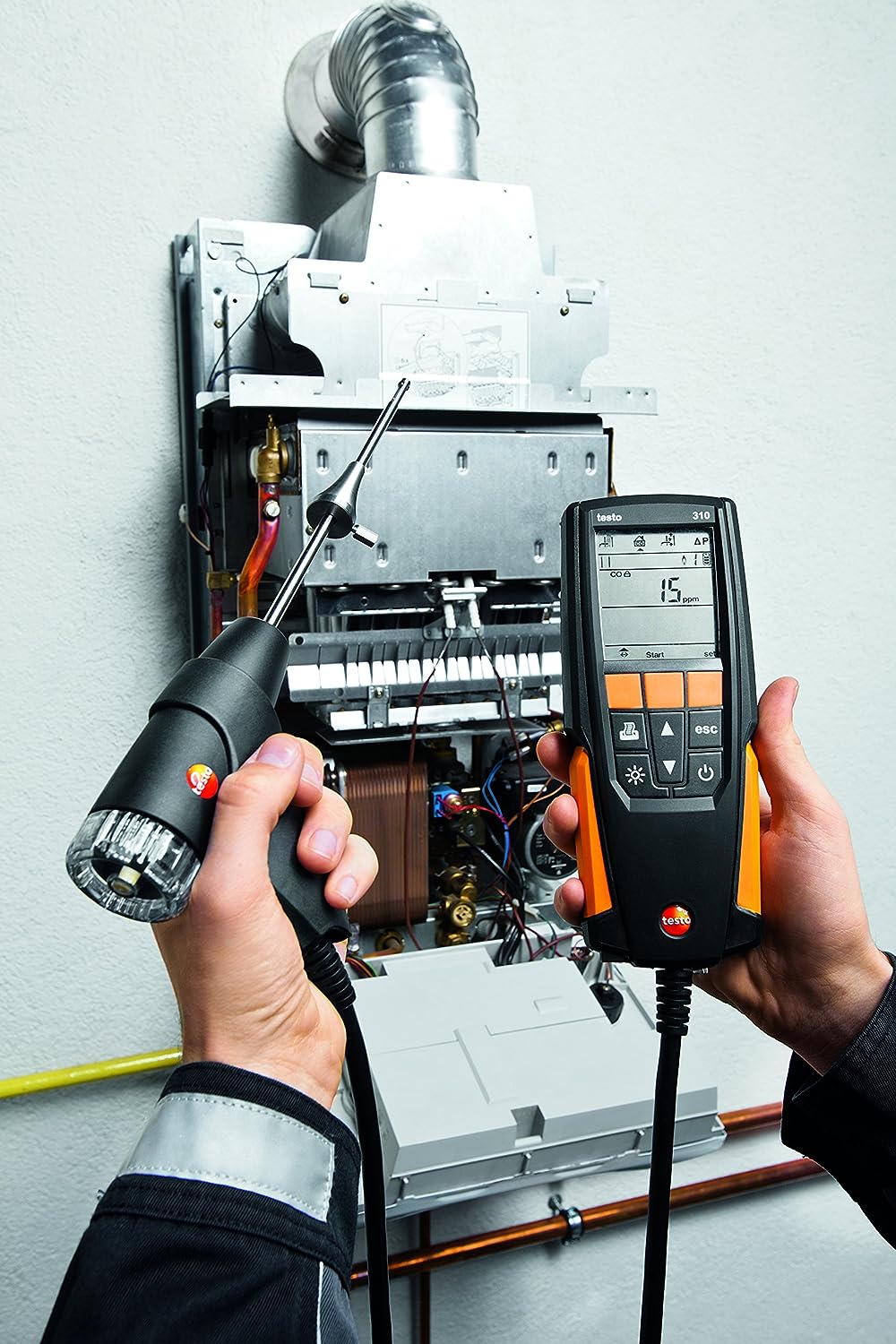 testo Kit de analizador de combustión residencial 310 I I I Kit de detector de gases de combustión para sistemas de calefacción 0563 3100