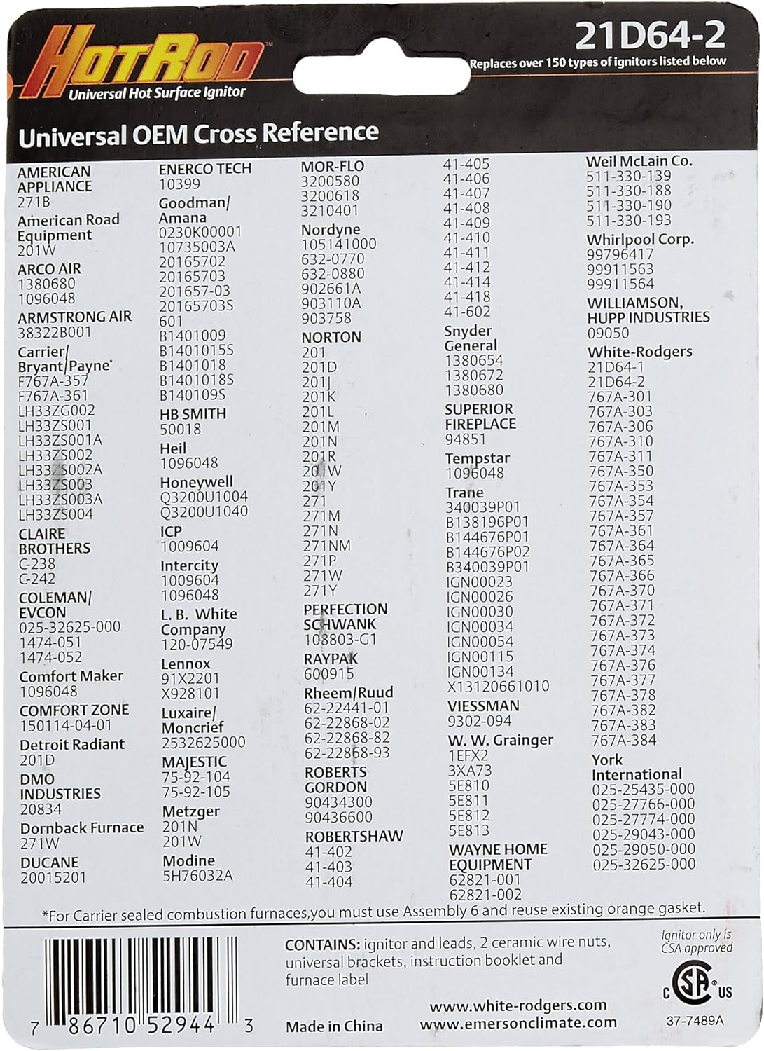 White-Rodgers 21D64-2 Nitruro de Silicona Universal para Superficies Calientes