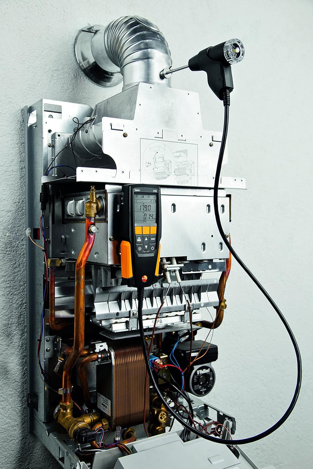 testo Kit de analizador de combustión residencial 310 I I I Kit de detector de gases de combustión para sistemas de calefacción 0563 3100