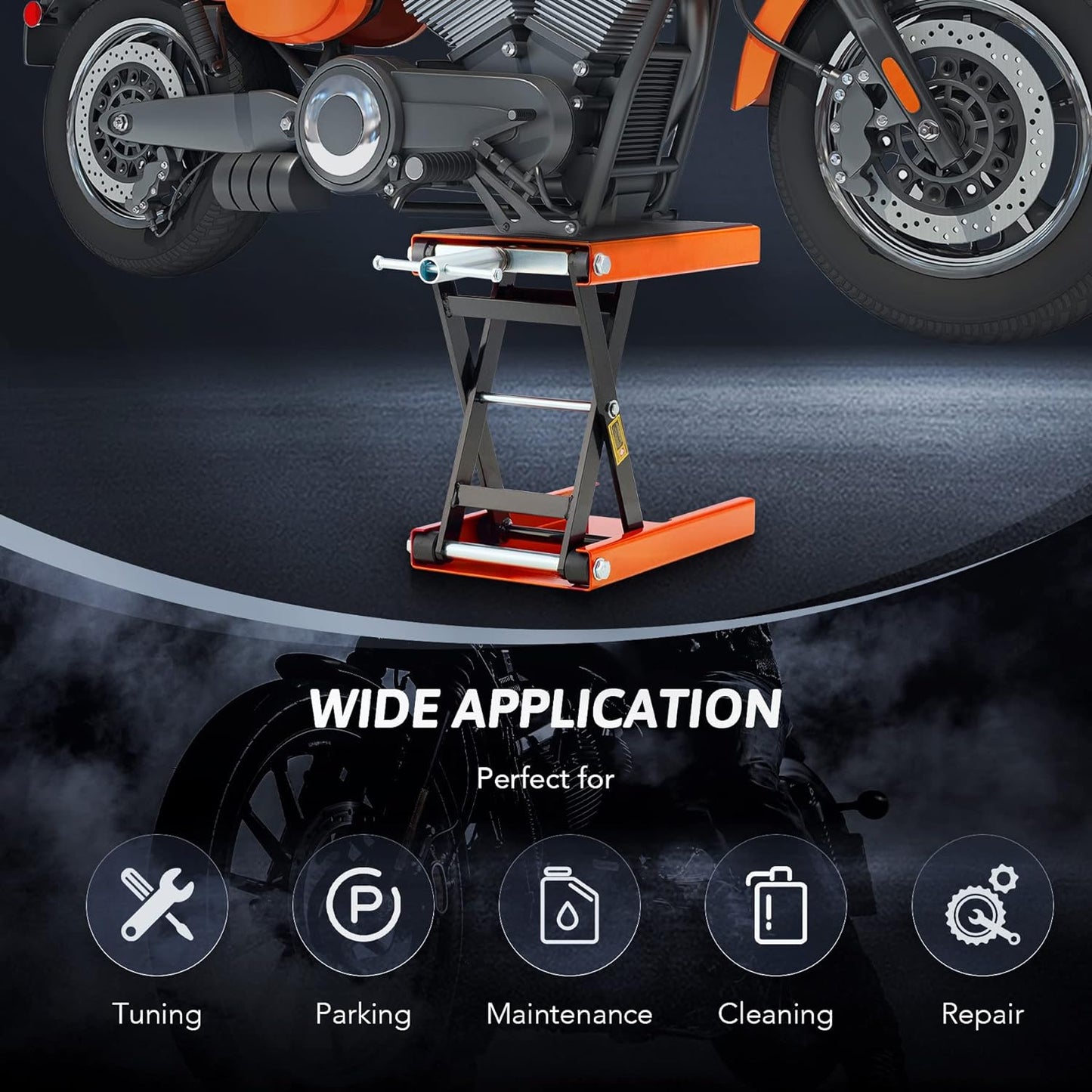 Orion Motor Tech Soporte Central de Gato de Tijera para Elevación de Motocicleta Rango Altura de 10-36 CM, Motocicletas de hasta 1/2 Ton Ser Aplicable (Gris)