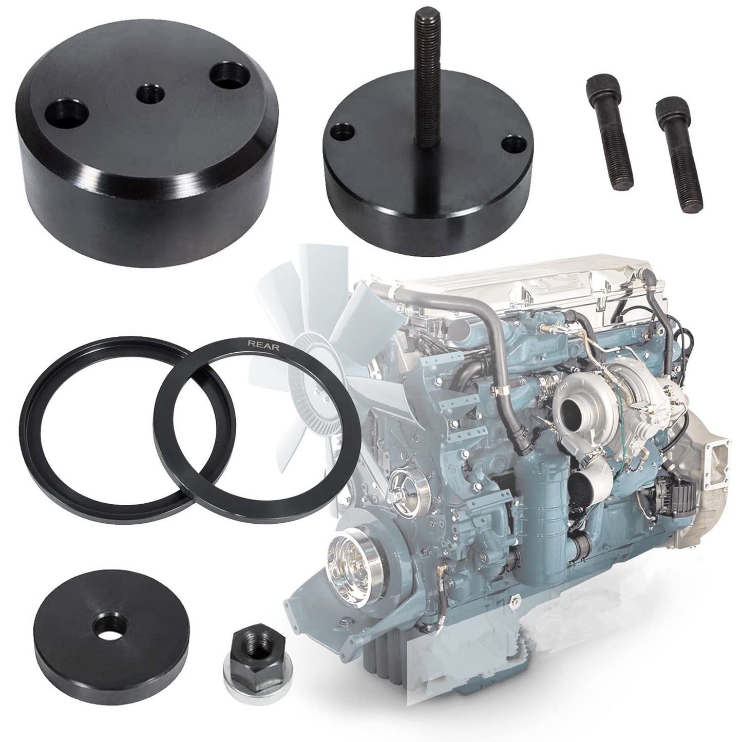 J-35686-B Instalador de manguito de desgaste del sello del cigüeñal delantero y trasero compatible con motores Detroit Diesel Series 60 de dos ciclos 92