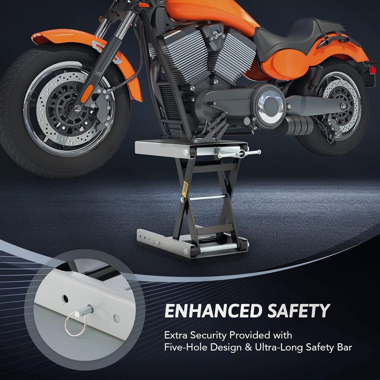 Orion Motor Tech Soporte Central de Gato de Tijera para Elevación de Motocicleta Rango Altura de 10-36 CM, Motocicletas de hasta 1/2 Ton Ser Aplicable (Gris)