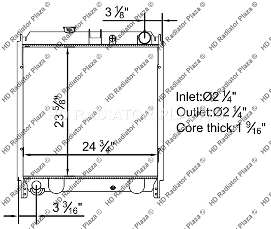 Radiator For 05-07 Hino 145 165 185 Truck 23 5/8" x 24 3/4" w/o Oil Cooler Line"