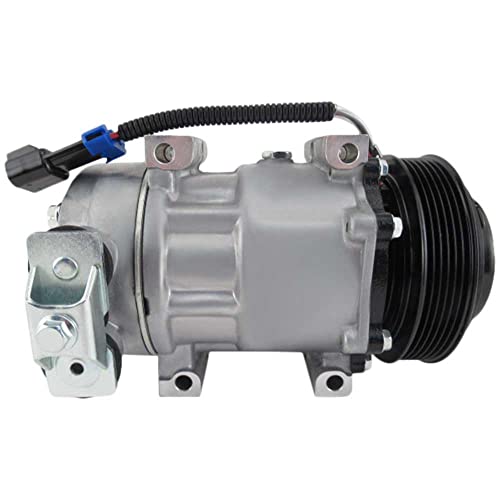 60-04199NA - Compresor de CA y embrague de 6 ranuras para Sanden SD7H15 4080 con bobina de 12 V y interruptor de embrague de 2 cables