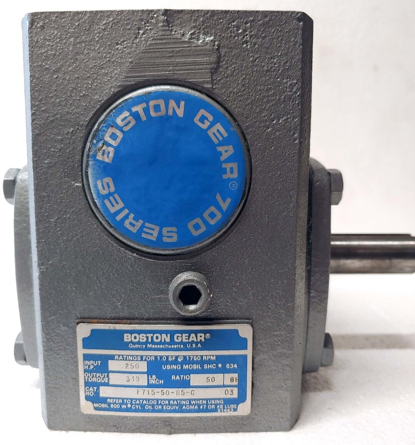 BOSTON Right Angle Gear Reducer 700 Series 50:1 Ratio 3/4" Shaft C-Face USA