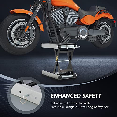 Orion Motor Tech Soporte Central de Gato de Tijera para Elevación de Motocicleta Rango Altura de 10-36 CM, Motocicletas de hasta 1/2 Ton Ser Aplicable (Gris)