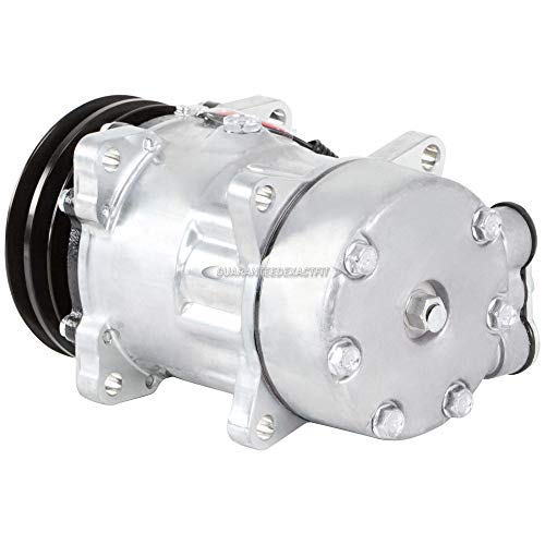Compresor de CA y embrague de 2 ranuras de 4.921 in para correa de aire acondicionado y C que reemplaza a Sanden SD7H15 4041 con bobina de 12 V e interruptor de embrague de 2 cables - 60-04185NA