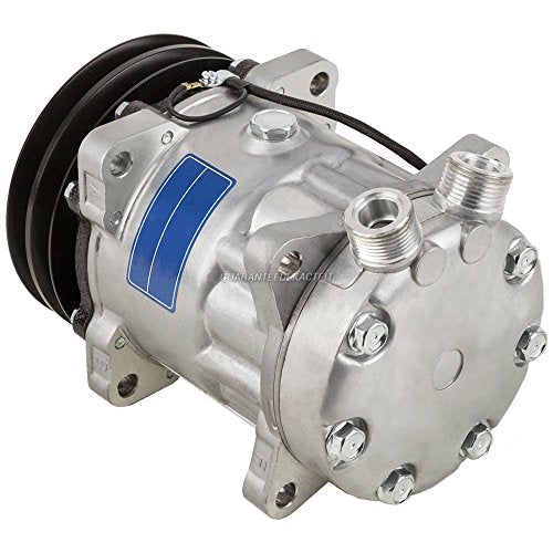 60-02225NA - Compresor y embrague de doble correa en V de 5.197 in para Jeep SJ CAT Caterpillar, sustituye a Sanden SD709 SD7H15 4643 7445 12 V