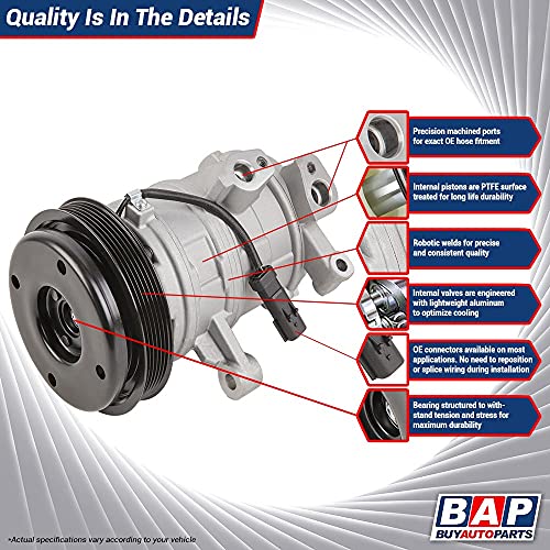 BuyAutoParts 60-02442NA - Compresor de CA y embrague de doble correa en V de 5.512 in, sustituye a Sanden SD7H15HD 7952 8088 5308 8040 8056 9571 12 V