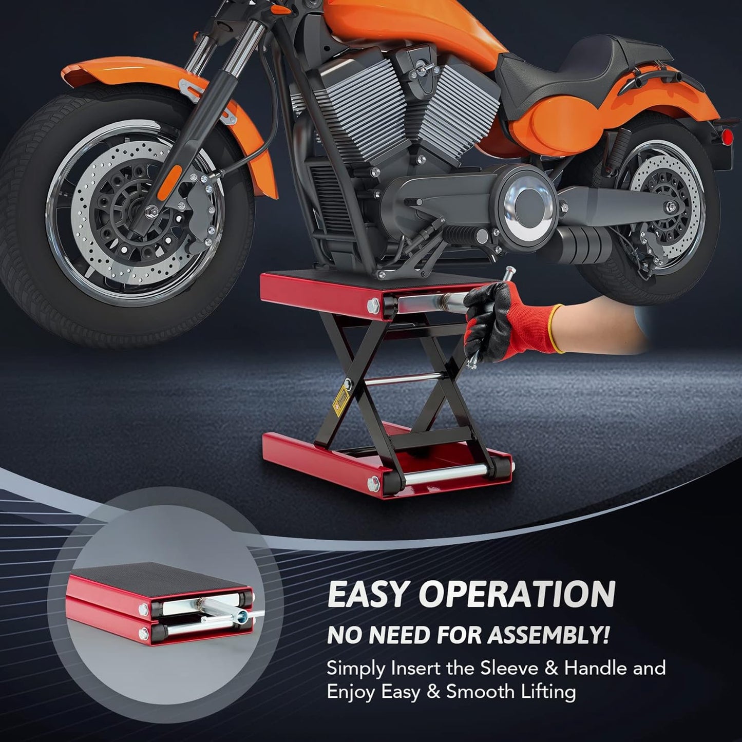 Orion Motor Tech Soporte Central de Gato de Tijera para Elevación de Motocicleta Rango Altura de 10-36 CM, Motocicletas de hasta 1/2 Ton Ser Aplicable (Gris)