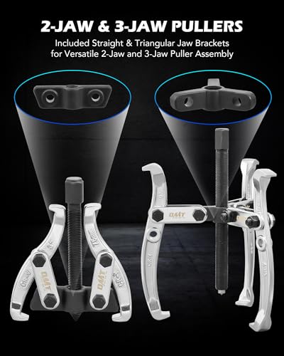 Orion Motor Tech Juego de Extractor de Engranajes de Acero CR-V de 3 Pulgadas, 4 Pulgadas, 6 Pulgadas, 8 Pulgadas, 24 Piezas de Extractor de Engranajes de 2 Mordazas y 3 Mordazas con Mordazas