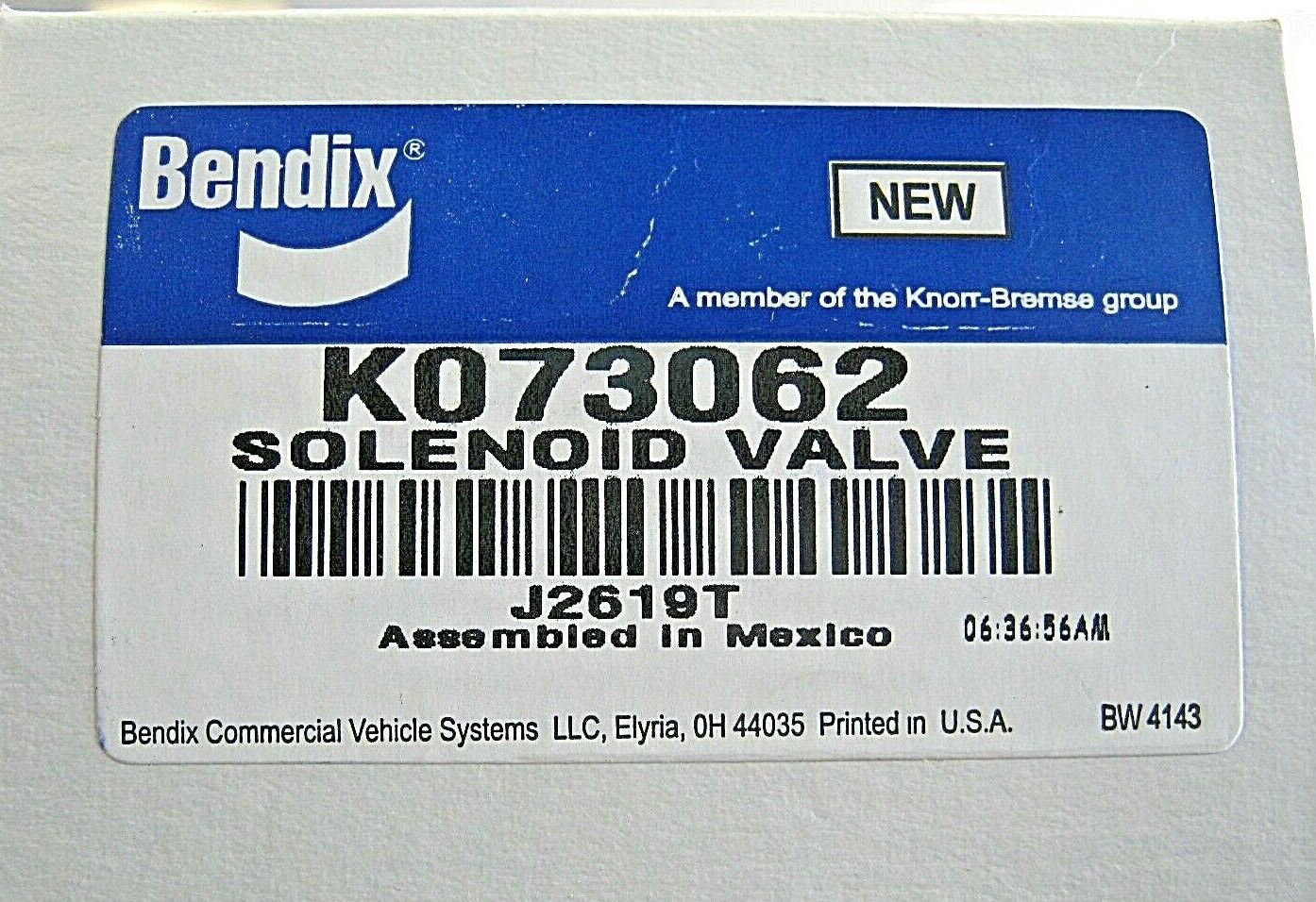 GENUINE BENDIX SOLENOID VALVE -SMS 9700 LATCH NC 1/4" SPLY PTC - K073062