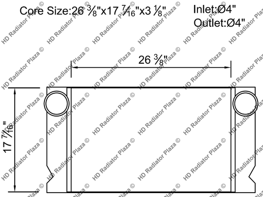 Charge Air Cooler For Orion Bus V VI Urban L4 L6 26 3/8" x 17 7/16" 1E5169