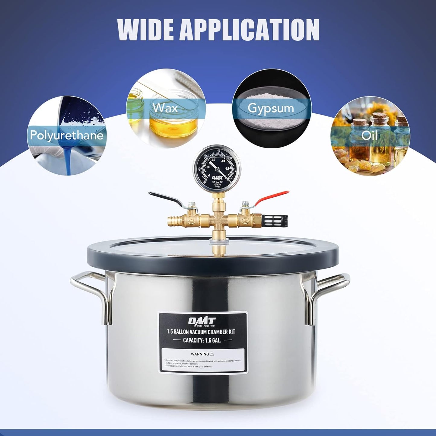 Orion Motor Tech Cámara de Vacío y Bomba de 3 Galones, kit de Desgasificación de Resina Epoxi, Cámara de Vacío de Acero Inoxidable y Bomba de Vacío de 3.5 CFM para el Hogar (3 Galones)