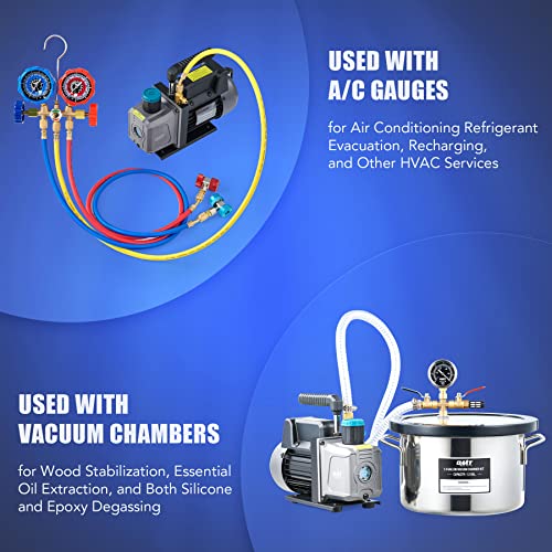 Orion Motor Tech Bomba de vacío de 4.5 cfm, bomba de vacío HVAC de 1 etapa para sistemas R12 R22 R134a R410a, pequeña bomba de vacío de 1/3 hp de 38 micrones para aire acondicionado, desgasificación
