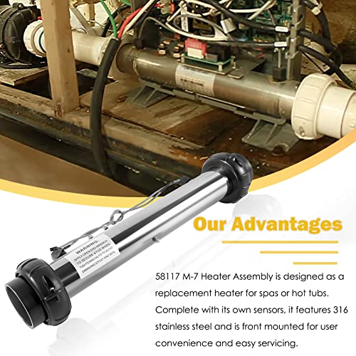 58117 M7 - Conjunto de calentador con sensores de repuesto para Balboa VS, EL, TS, GS, BP Sistemas de control de tina de hidromasaje, elemento calentador de spa, 4.0 kW, 240 V/1.0 kW, 110