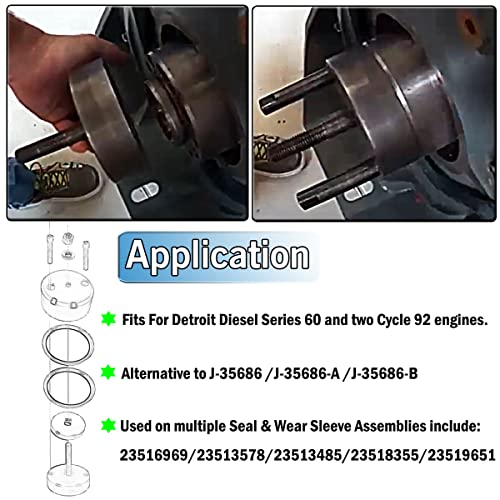 Bentolin J-35686-B - Instalación de funda de cierre de cigüeñal delantero y trasero, compatible con Detroit Diesel Series 60, dos ciclos 92 motores OEM Replacment