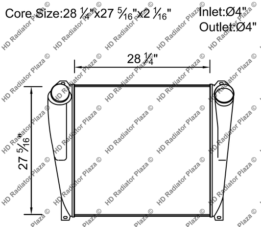 Charge Air Cooler For Kenworth T300 T400 T600A T800 W900 28 1/4" x 27 5/16" Core