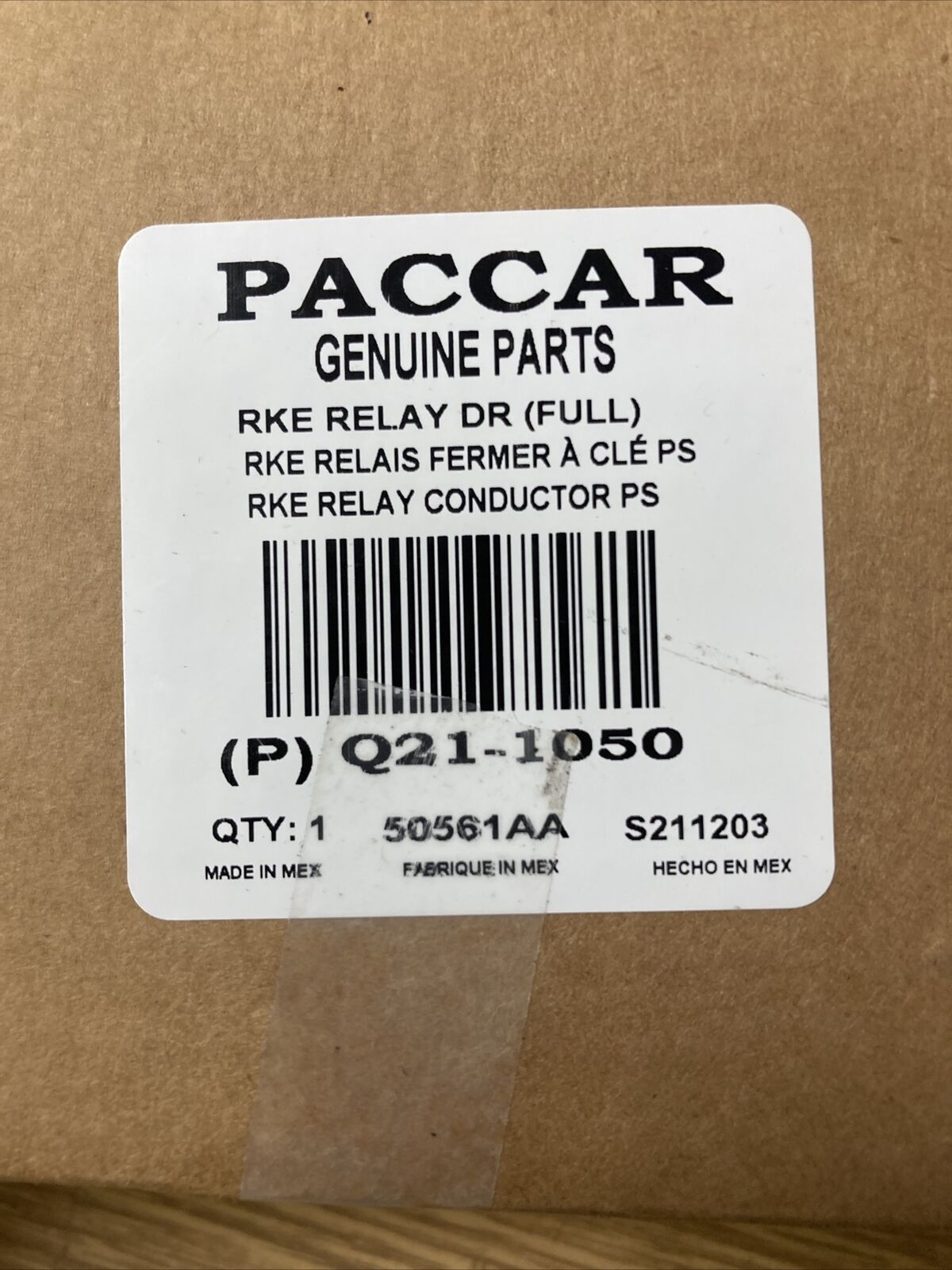 GENUINE PACCAR OEM DRIVER SIDE DOOR CONTROL RELAY MODULE pn - Q21-1050