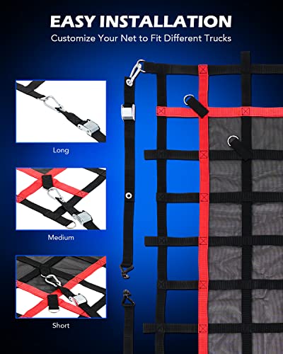 Orion Motor Tech Red de Carga Pesada Red de Carga para Camioneta Pickup Cama, 6’x4.8 'Camión Red de Cama para SUV ATV Plataforma de Petróleo Rack de Carga, Camión Cama Carga Net Trucker Organizer