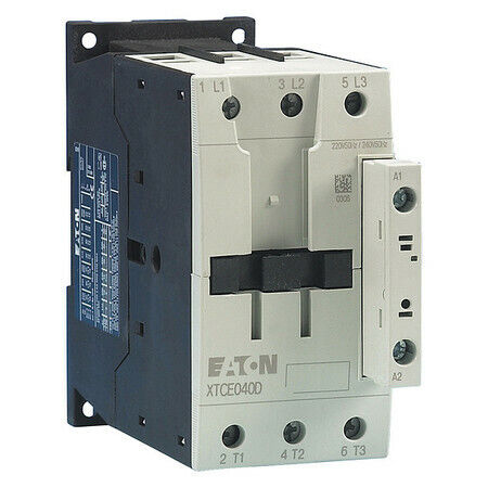 Eaton Xtce040d00e Iec Magnetic Contactor, 3 Poles, 208 V Ac, 40 A, Reversing: No
