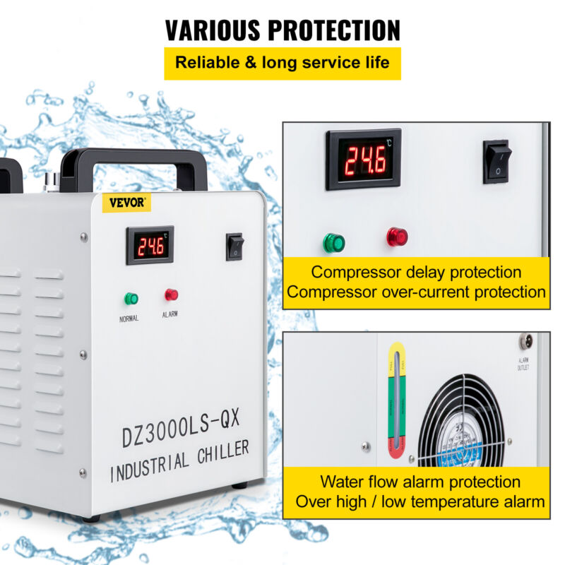VEVOR Laser Industrial Water Chiller CW-3000 for CO2 Cutter Tubes Laser Engraver