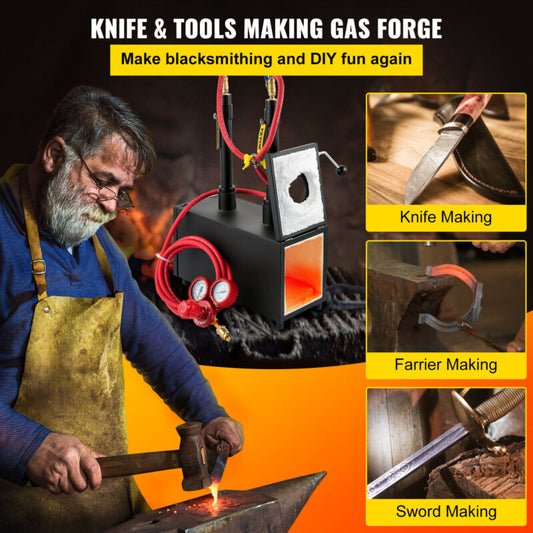 VEVOR Gas Propane Forge Furnace Burner 2Doors+2Burners Blacksmiths Farrier Metal