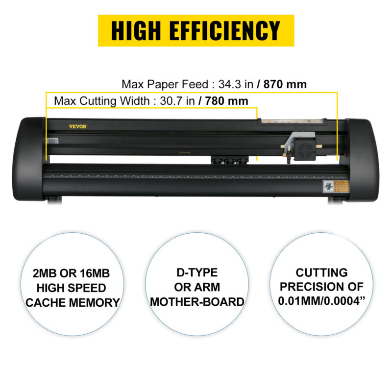 VEVOR 34" Vinyl Plotter Cutting Machine Kit w/Sign Software 3 Blade LCD Screen