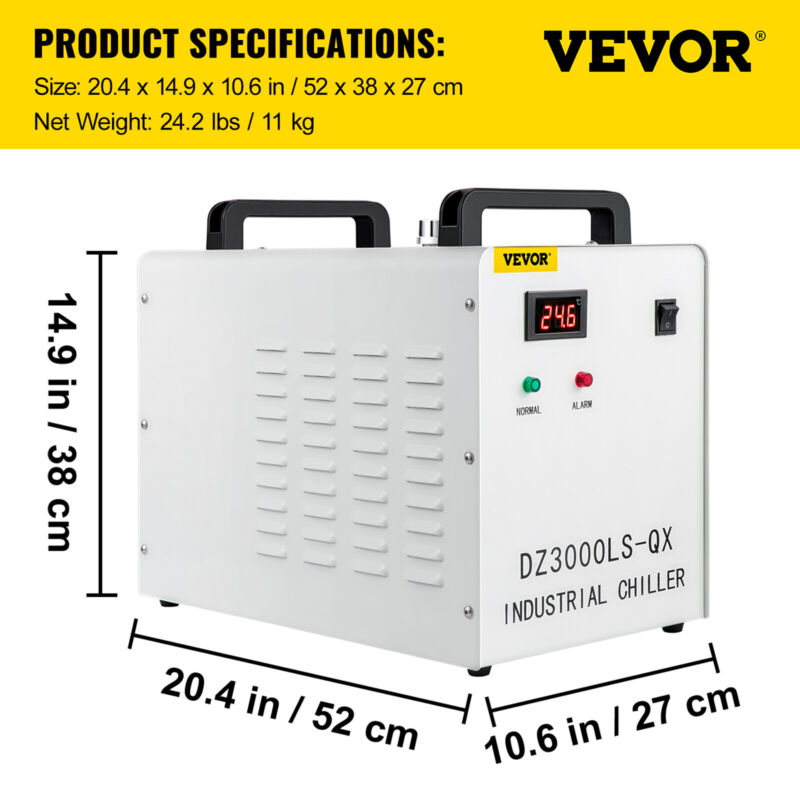 VEVOR Laser Industrial Water Chiller CW-3000 for CO2 Cutter Tubes Laser Engraver