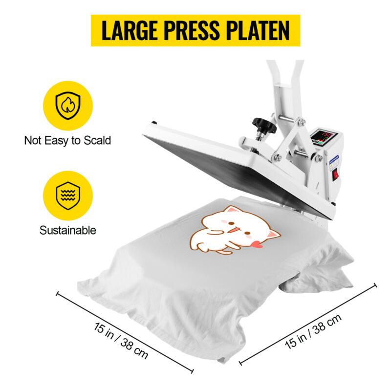 VEVOR Heat Press Machine 15x15inch T-shirt Sublimation Transfer Printer Crafts