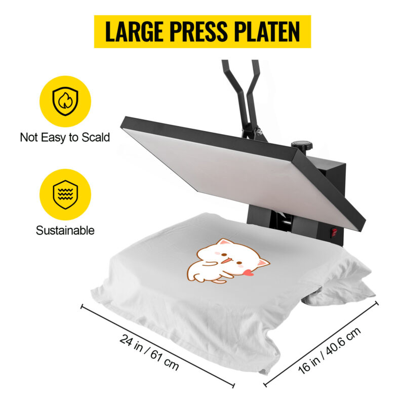 VEVOR Heat Press Machine 16" x 24" Clamshell Sublimation Printer for T-shirt