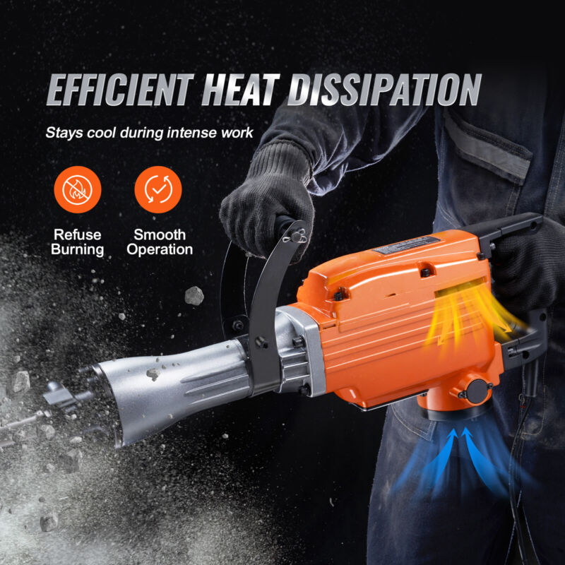 VEVOR Electric Demolition Jack Hammer 2200W Concrete Breaker w/ 4 Chisels Bits