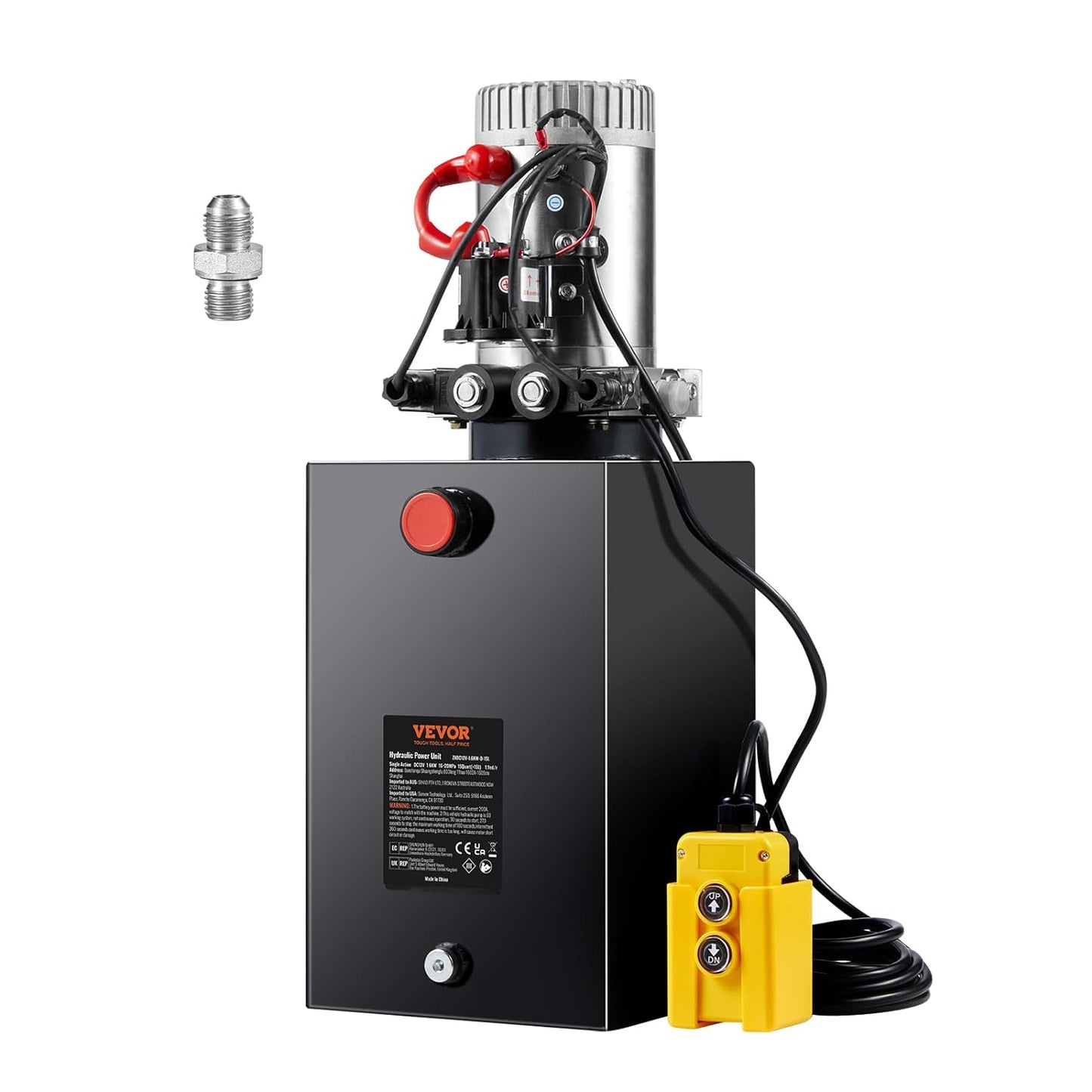 Mophorn 12V/DC Hydraulic Pump 15 Quart/ 3.9 Gallon Double Acting Metal Reservoir Hydraulic Pump Unit Remotely Controlled for Dump Trailer
