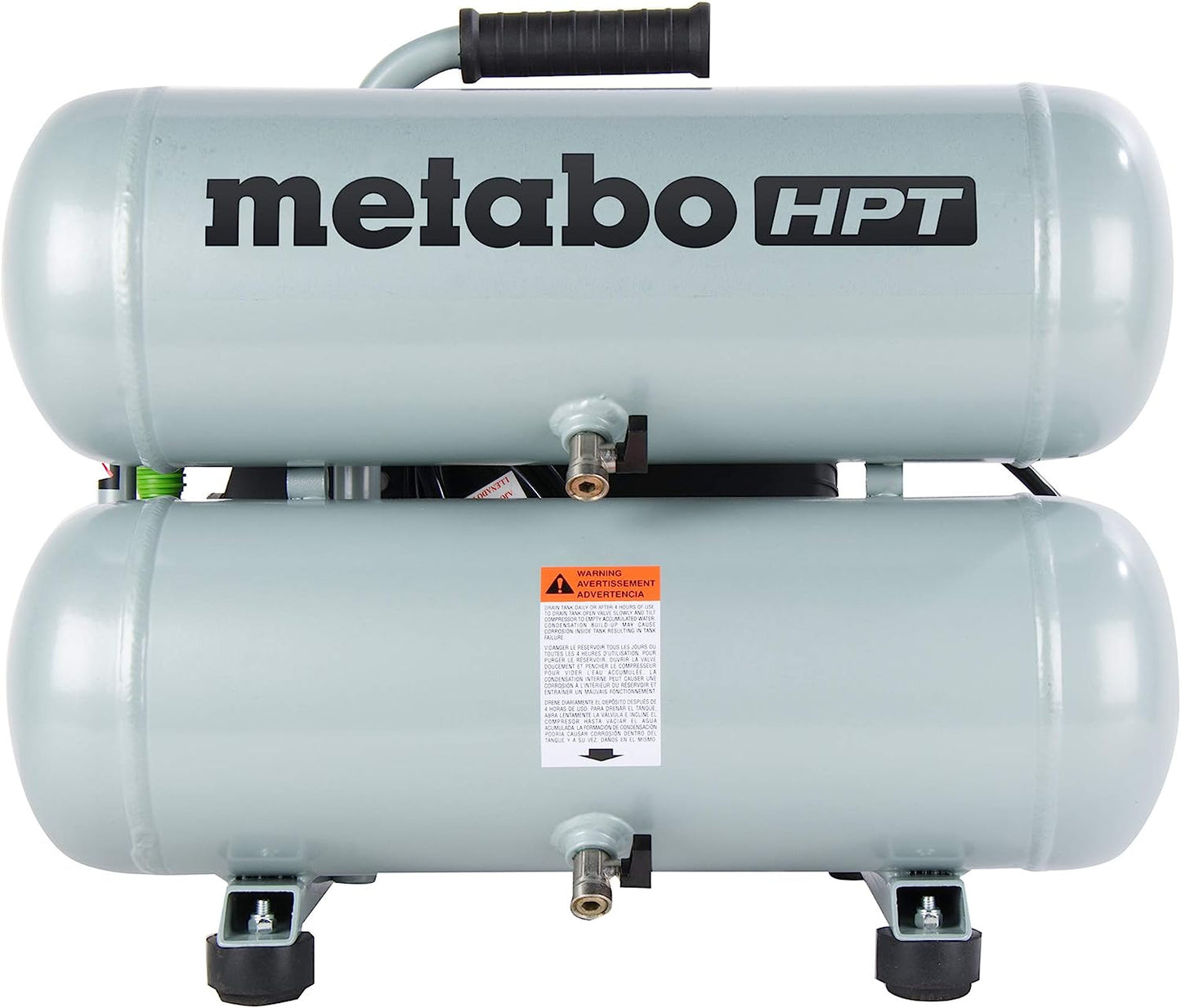 Metabo HPT Compresor de aire, 4 galones, eléctrico, doble pila, portátil, hierro fundido, bomba lubricada con aceite, 135 PSI, garantía de 1 año (EC99S)