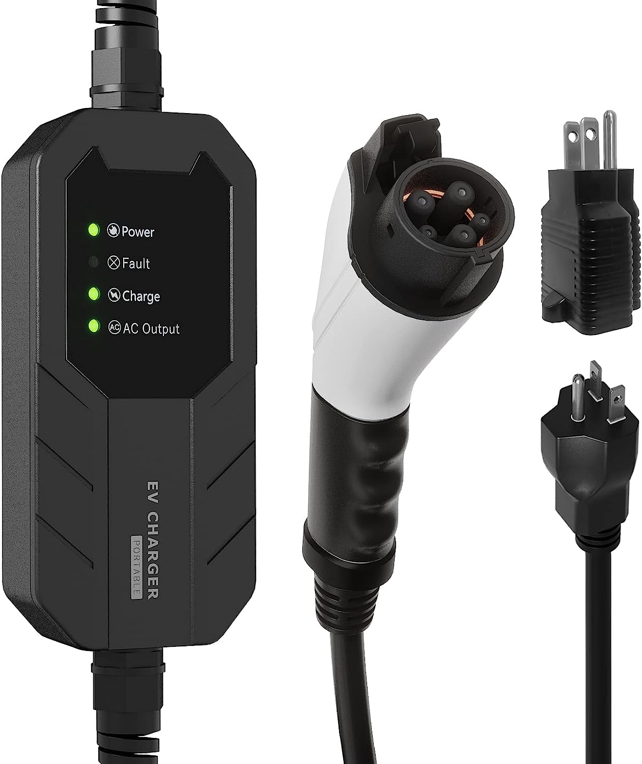 Cargador EV de Nivel 1-2 de Megear (100-240 V, 16 A) Estación de Carga de vehículos eléctricos domésticos EVSE portátil (NEMA6-20 con Adaptador para NEMA5-15)