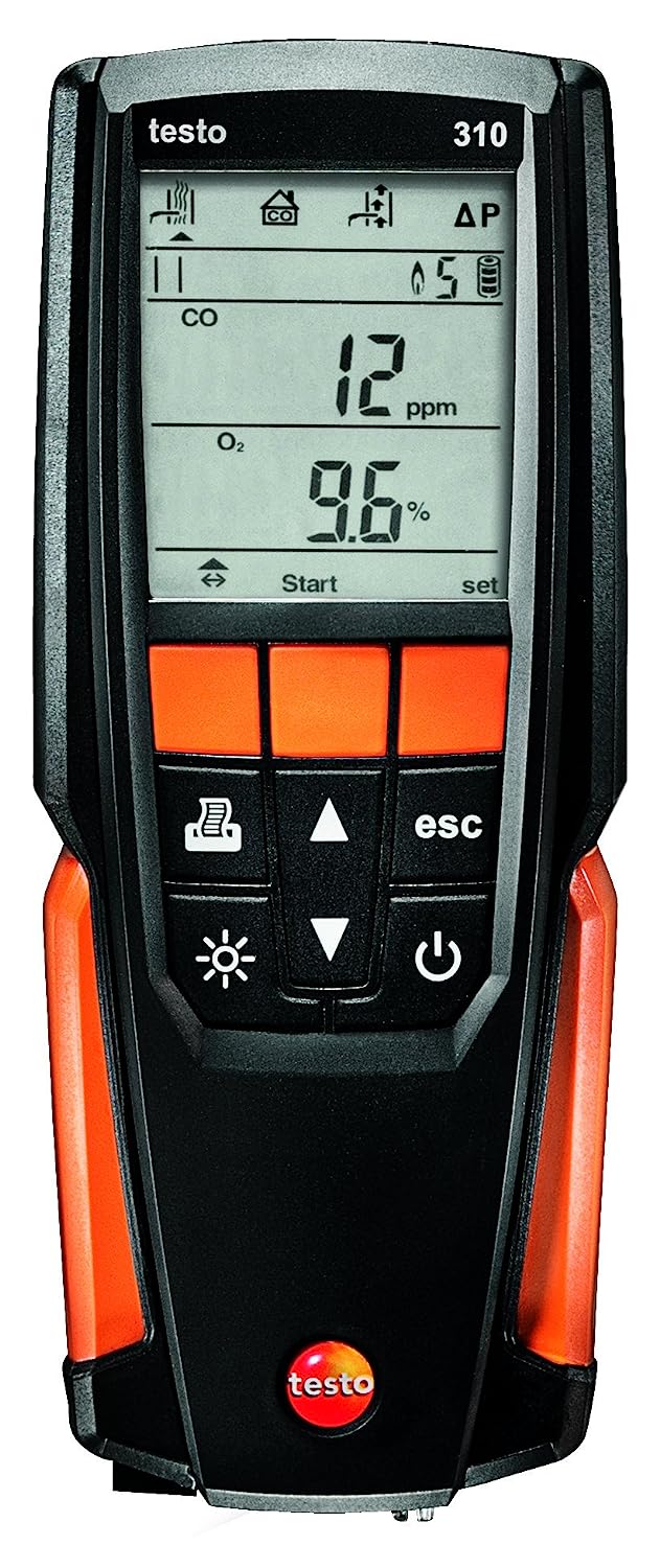 testo Kit de analizador de combustión residencial 310 I I I Kit de detector de gases de combustión para sistemas de calefacción 0563 3100