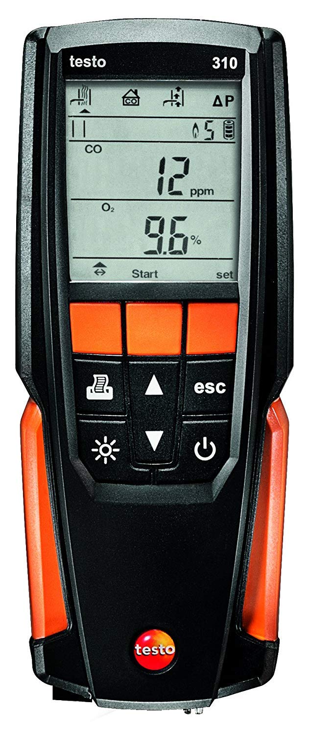 testo Kit de analizador de combustión residencial 310 I I I Kit de detector de gases de combustión para sistemas de calefacción 0563 3100